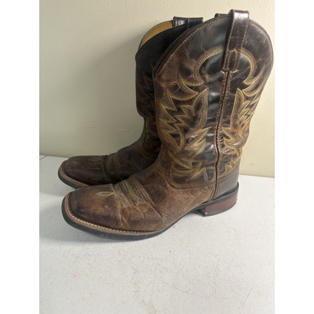 Laredo Durant Brown Distressed Leather Western Cowboy Boots Mens Size 11D